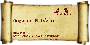 Angerer Milán névjegykártya